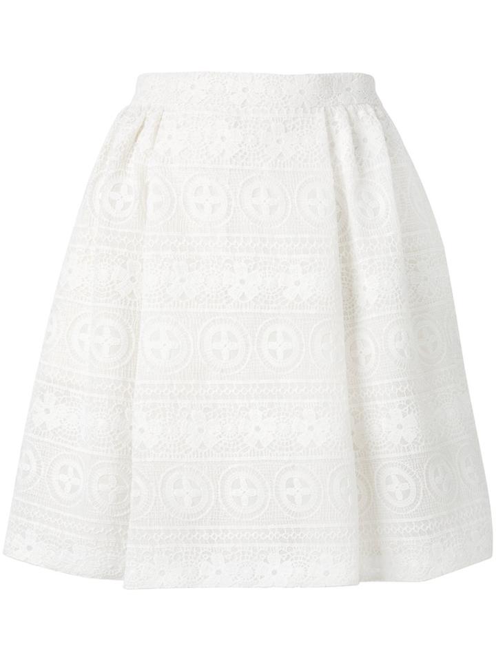 Red Valentino Elasticated Waist A-line Skirt, Women's, Size: 40, White, Polyester/viscose