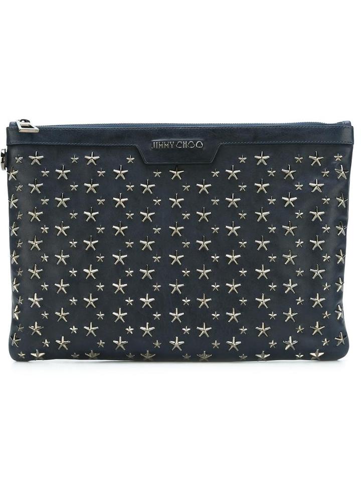 Jimmy Choo 'derek' Clutch, Men's, Blue, Calf Leather/metal
