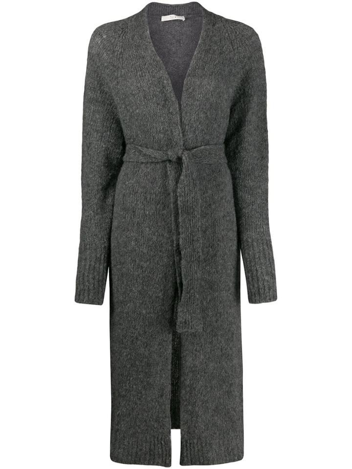 Tela Belted Knit Cardigan - Grey