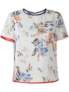 Armani Collezioni Floral Print T-shirt, Women's, Size: 44, White, Silk/polyester