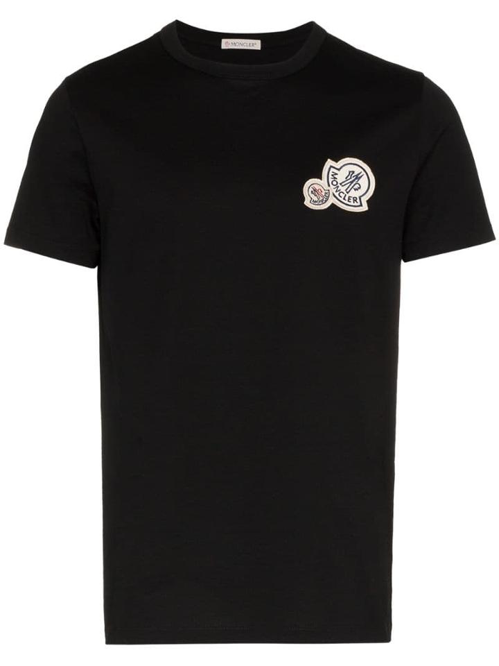 Moncler Logo Embroidered T-shirt - Black