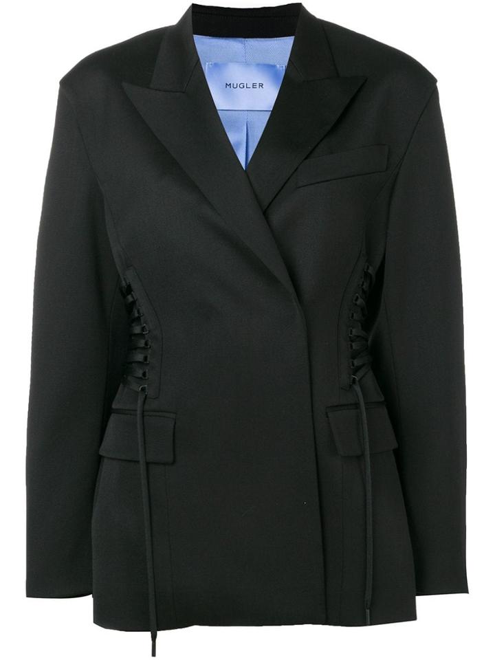 Mugler Drawstring Detail Blazer - Black