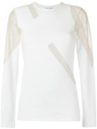 Gloria Coelho - Tulle Panel Blouse - Women - Cotton/spandex/elastane - G, White, Cotton/spandex/elastane