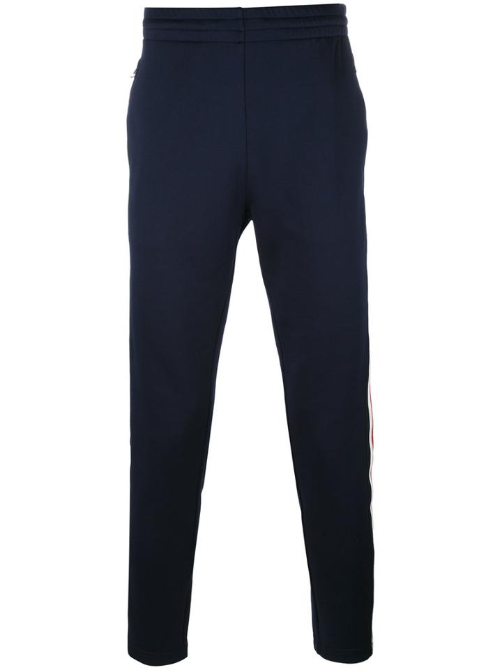 Moncler Striped Trim Track Pants, Men's, Size: Medium, Blue, Cotton/polyamide