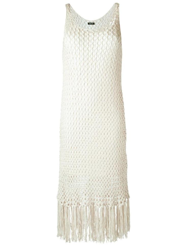 Osklen - Knitted Fringed Dress - Women - Cotton/acrylic/viscose - M, White, Cotton/acrylic/viscose