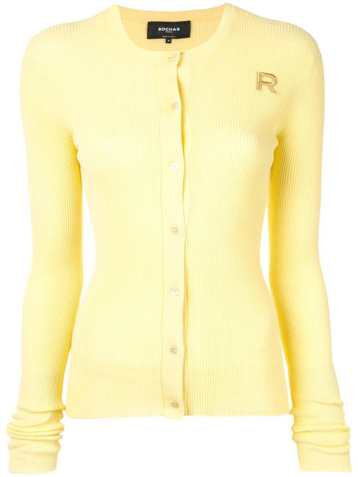 Rochas Ribbed Knit Cardigan - Yellow