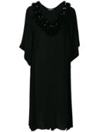 Veronique Branquinho Pleated Shift Dress With Crochet Tassel Neckline