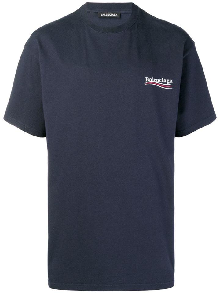 Balenciaga Political Logo T-shirt - Blue
