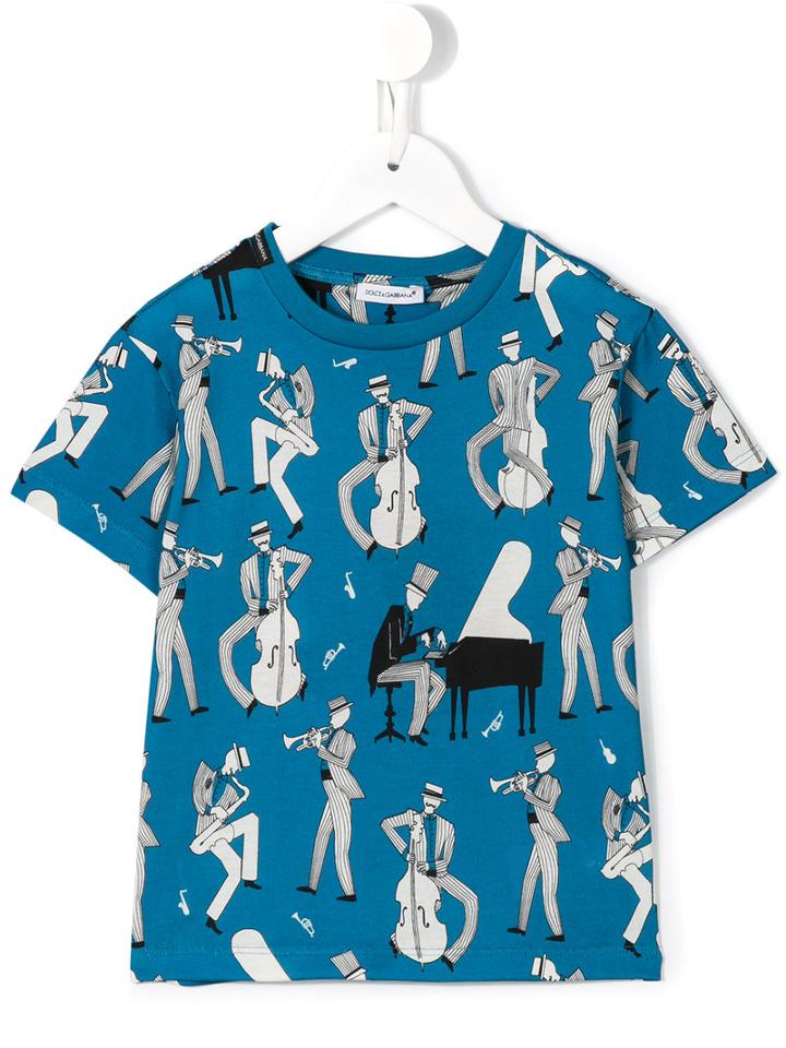 Dolce & Gabbana Kids - Jazz Musicians T-shirt - Kids - Cotton - 36 Mth, Blue