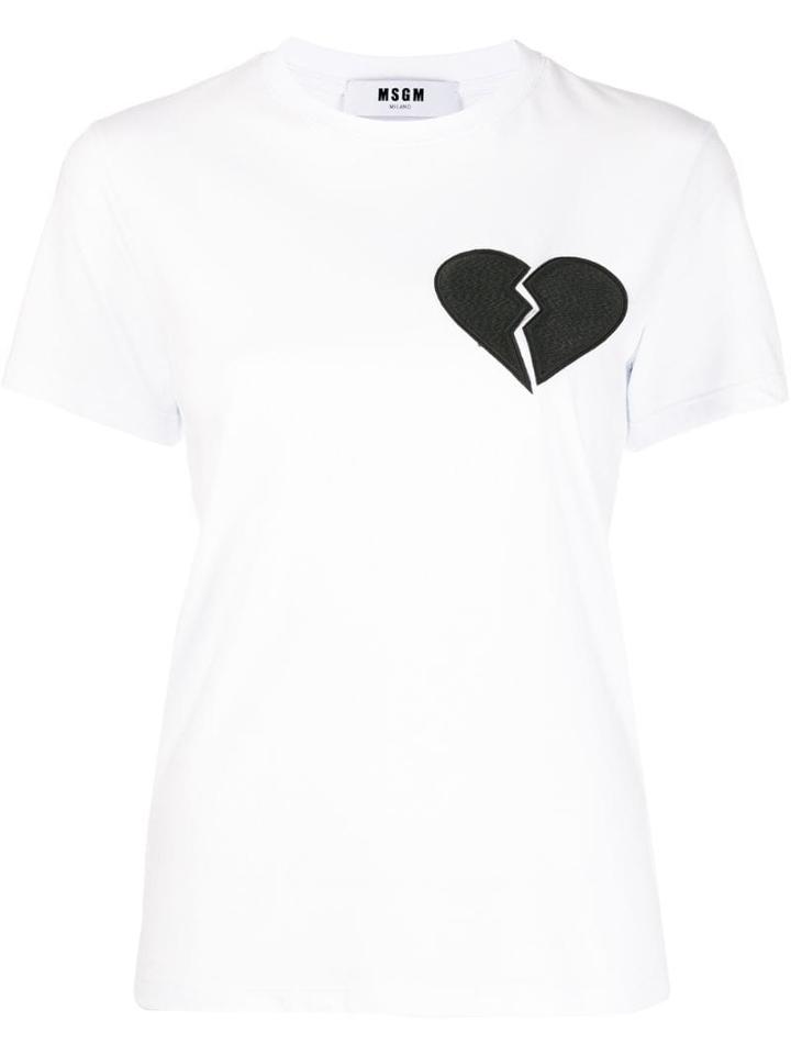 Msgm Broken Heart Patch T-shirt - White