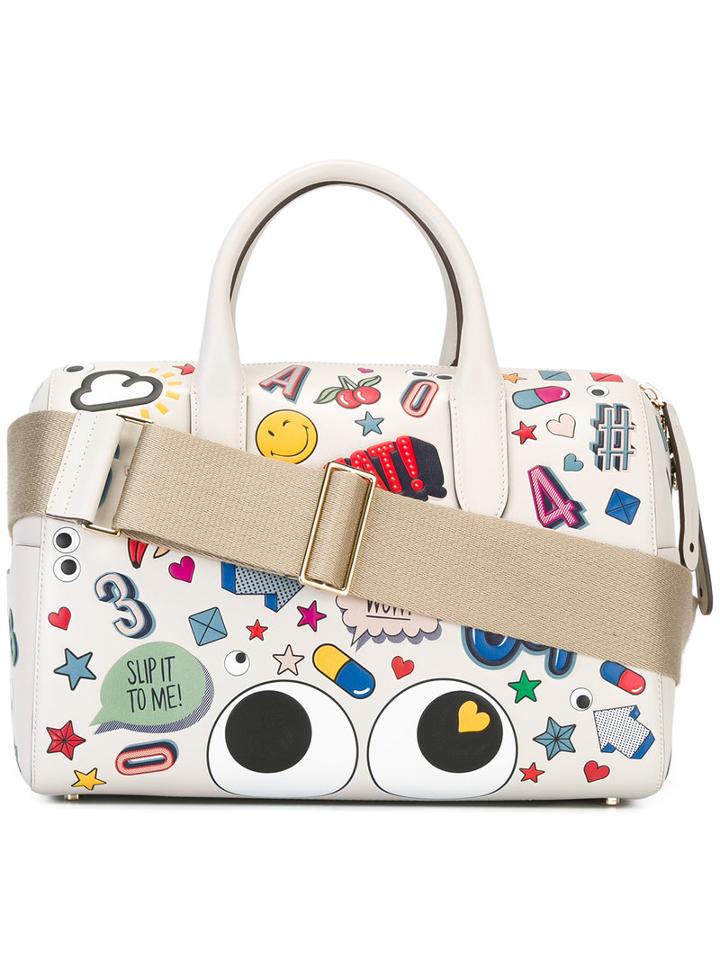 Anya Hindmarch Allover Patches Tote, Women's, White, Calf Leather