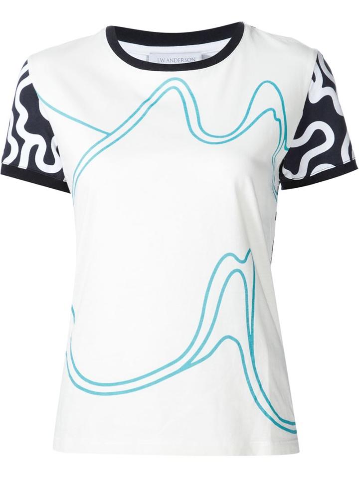 J.w. Anderson All-over Print T-shirt, Women's, Size: S, White, Cotton