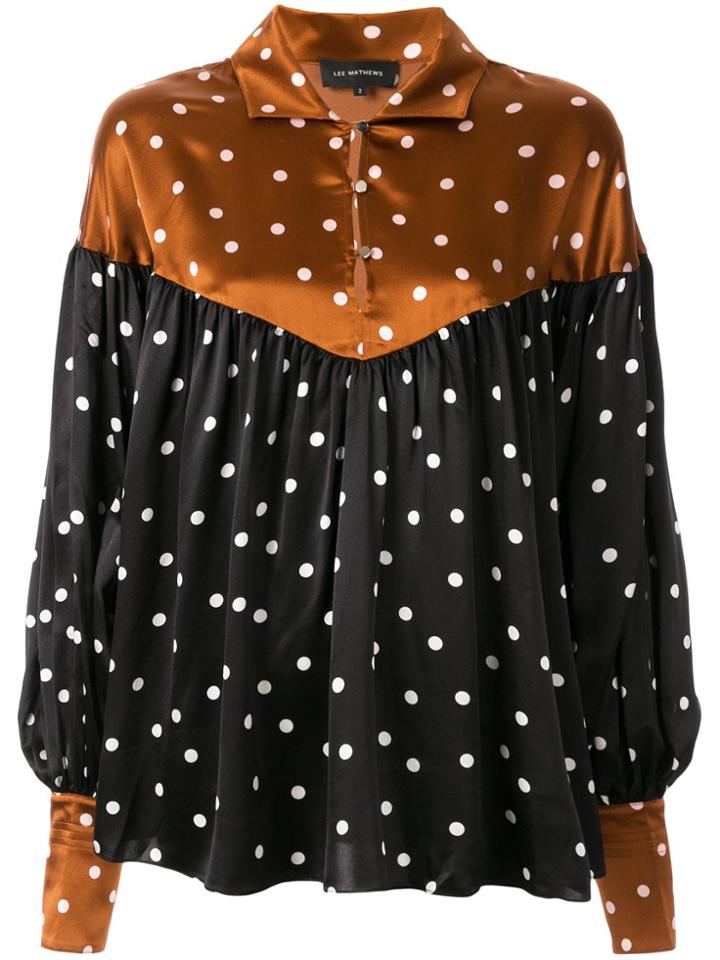 Lee Mathews Polka Dot Balloon Sleeve Blouse - Brown