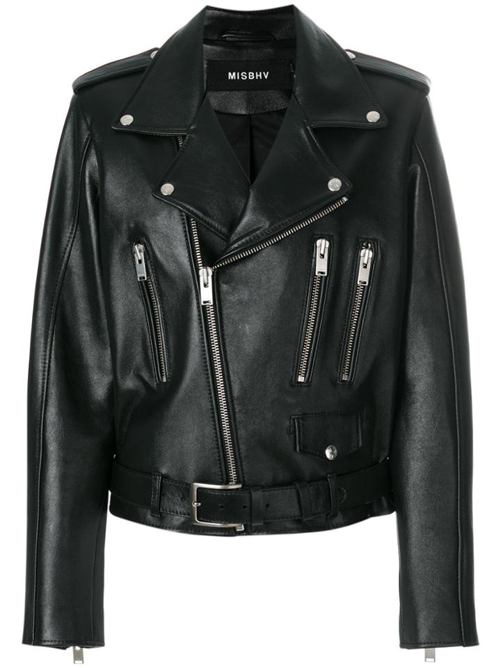 Misbhv Back Print Biker Jacket - Black