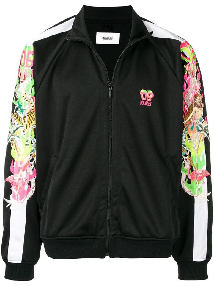 Doublet Pattern Sleeve Sports Jacket - Black