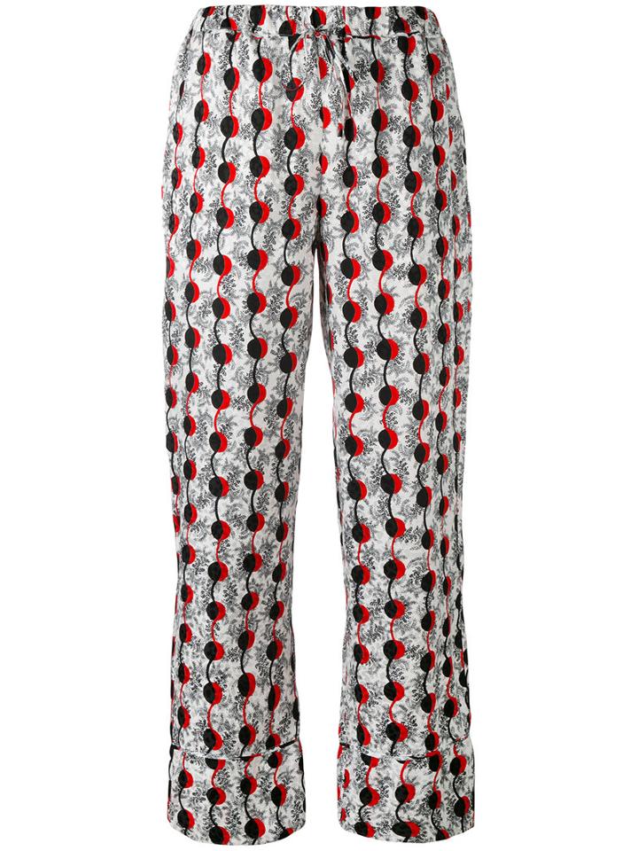 Marni - Leaf-pattern Trousers - Women - Silk - 42, White, Silk