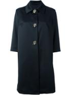 Ermanno Scervino Embellished Leaf Appliqué Coat, Women's, Size: 46, Black, Polyester/spandex/elastane