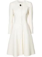 Carolina Herrera Flared Mid Coat, Women's, Size: 8, White, Silk/virgin Wool