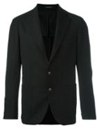 Tagliatore Notched Lapel Blazer, Men's, Size: 50, Black, Ramie/cupro/virgin Wool