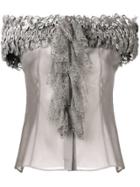 Alberta Ferretti Off-the-shoulders Ruffled Blouse - Grey