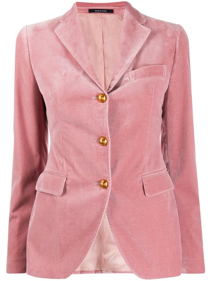 Tagliatore Velvet Single-breasted Blazer - Pink