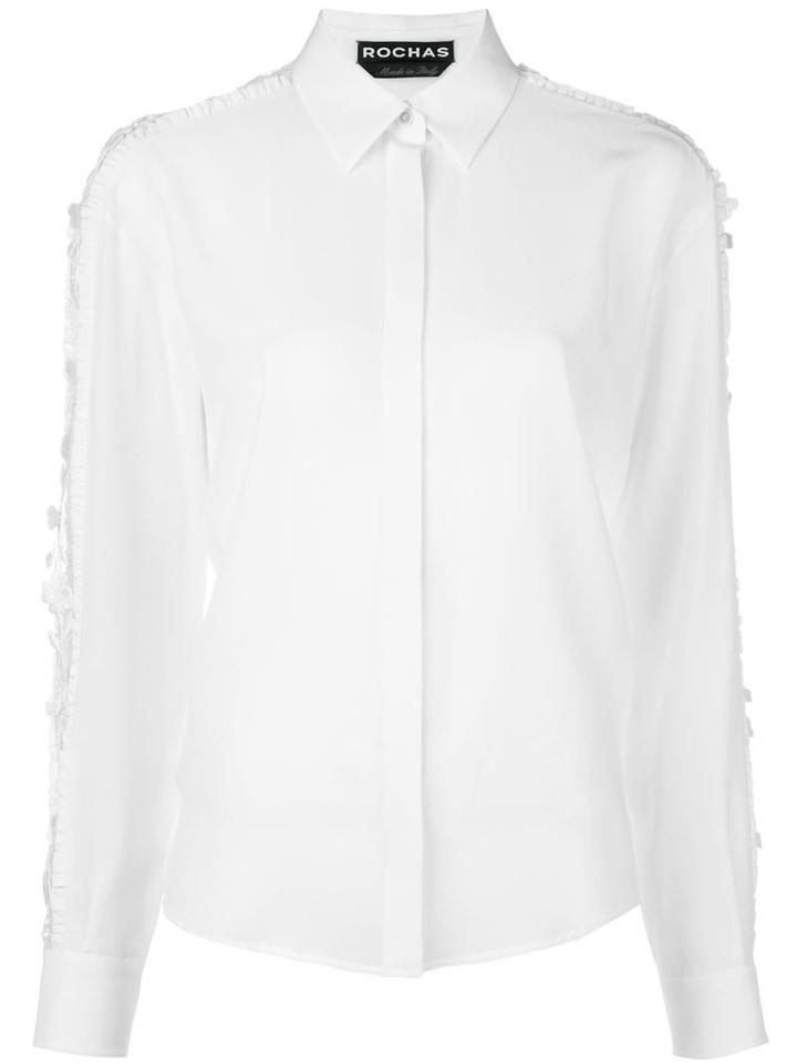 Rochas Sheer Sleeve Detail Shirt, Women's, Size: 40, White, Silk