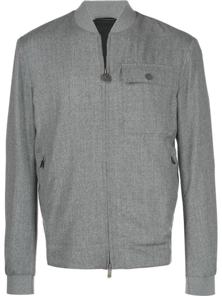 Z Zegna Zipped-up Bomber Jacket - Grey