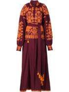 Yuliya Magdych 'litopys' Maxi Dress, Women's, Size: 2, Pink/purple, Linen/flax