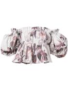 Brock Collection Off Shoulder Exaggerated Sleeve Blouse - Pink &