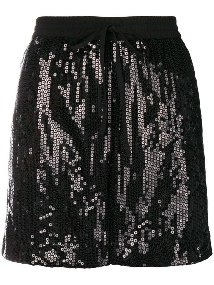 P.a.r.o.s.h. Sequin Drawstring Shorts - Black