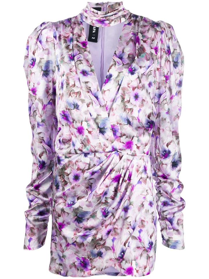 Filles A Papa Floral-print Wrap-effect Dress - Purple