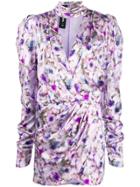 Filles A Papa Floral-print Wrap-effect Dress - Purple