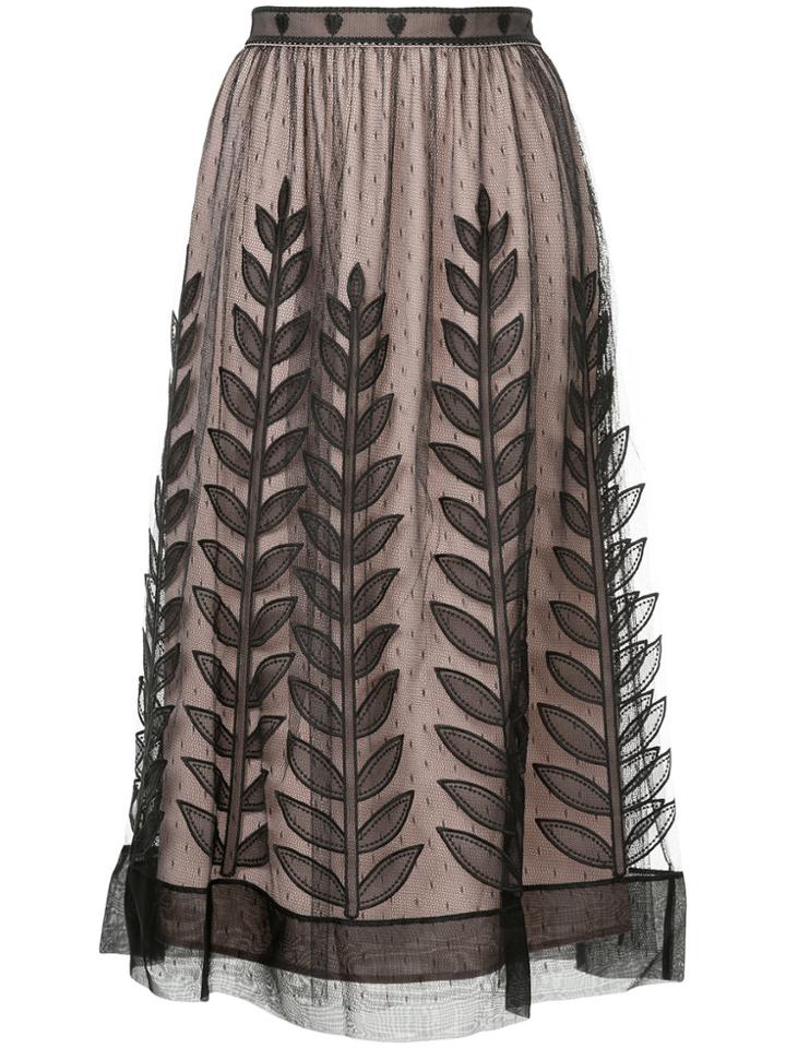 Red Valentino Tulle Layer Midi Skirt - Black