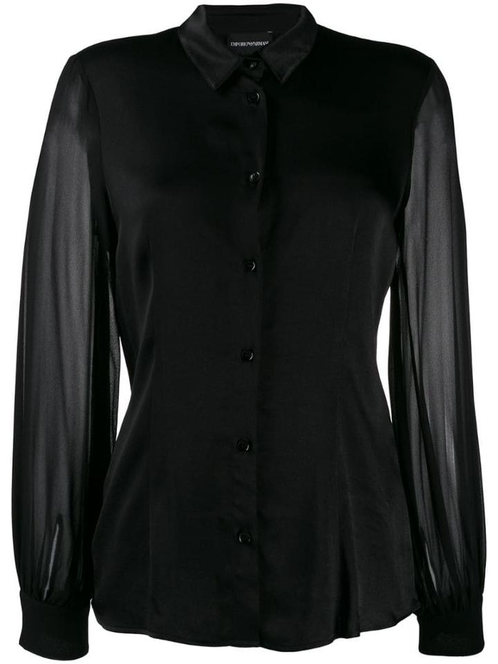 Emporio Armani Sheer Sleeved Shirt - Black