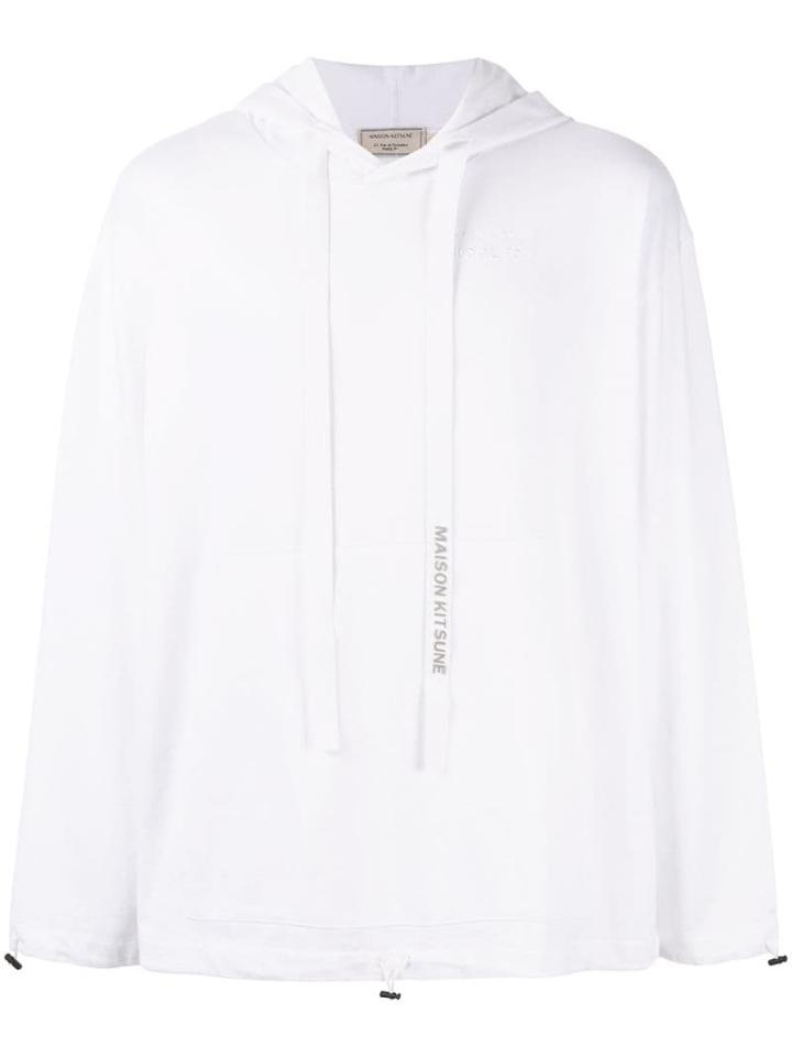Maison Kitsuné Branded Drawstring Hoodie - White
