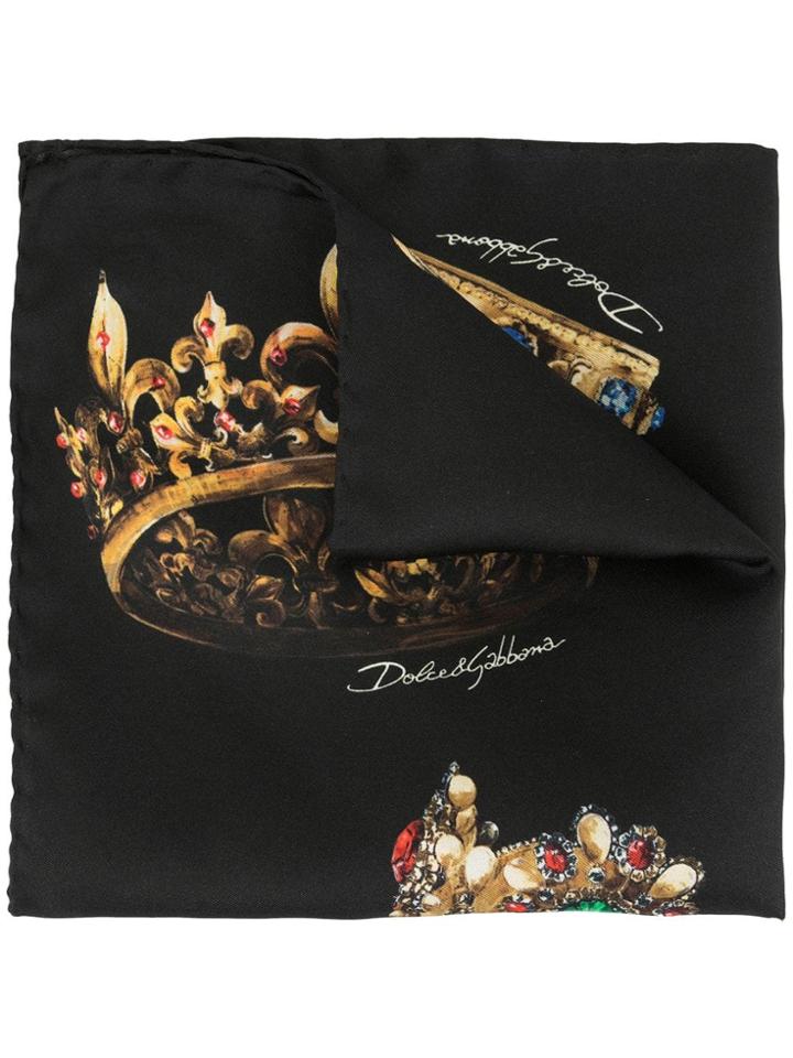 Dolce & Gabbana Crown Print Scarf - Black