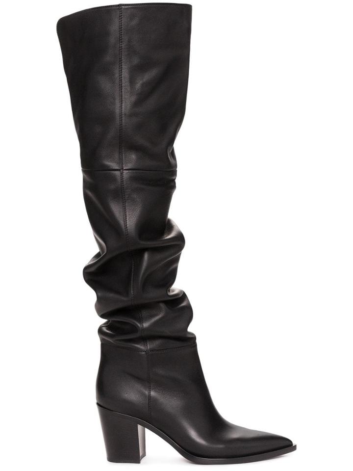 Gianvito Rossi Grossi 70 Lthr Otk Slch Bt - Black