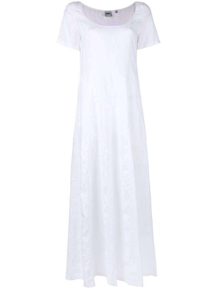 Aspesi - Flared Maxi Dress - Women - Linen/flax - 42, White, Linen/flax
