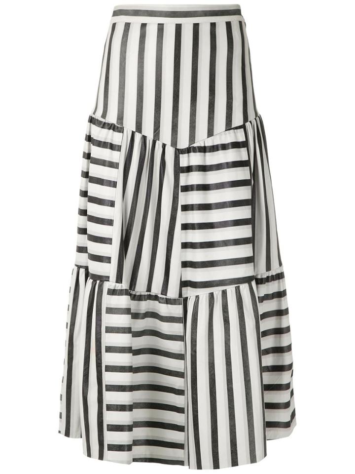 Andrea Bogosian Striped Leather Skirt - Black