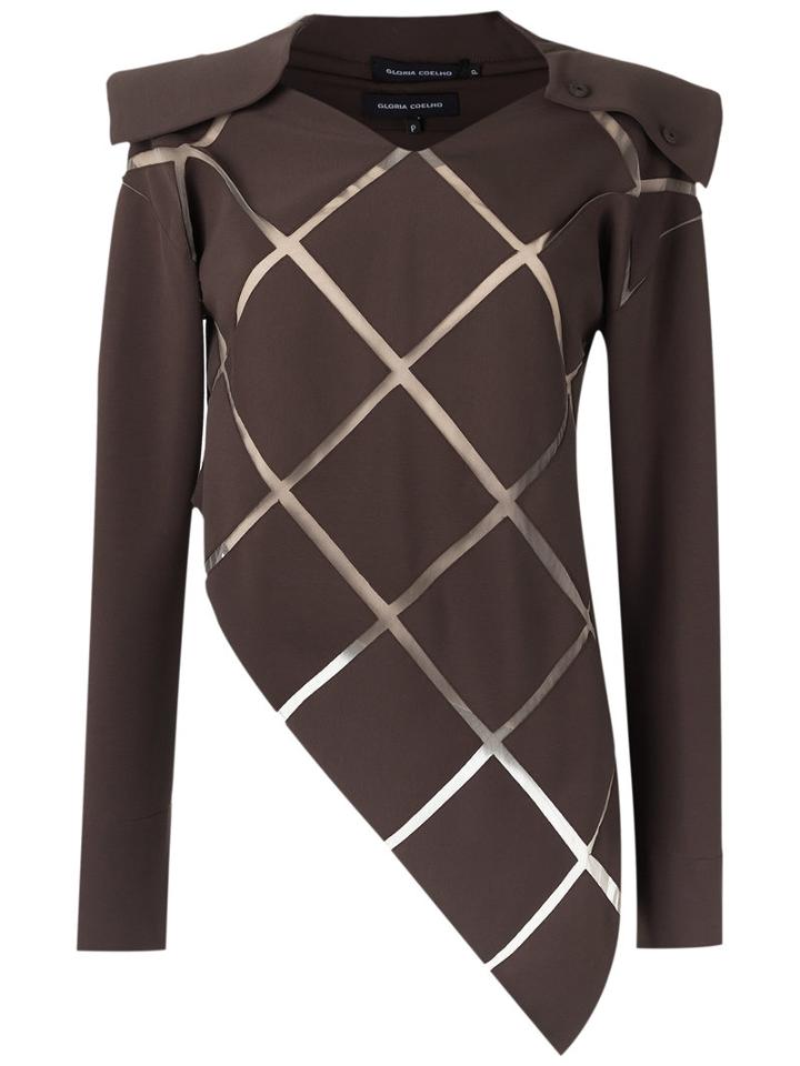 Gloria Coelho - Panelled Blouse - Women - Elastodiene/polyester/viscose - P, Brown, Elastodiene/polyester/viscose