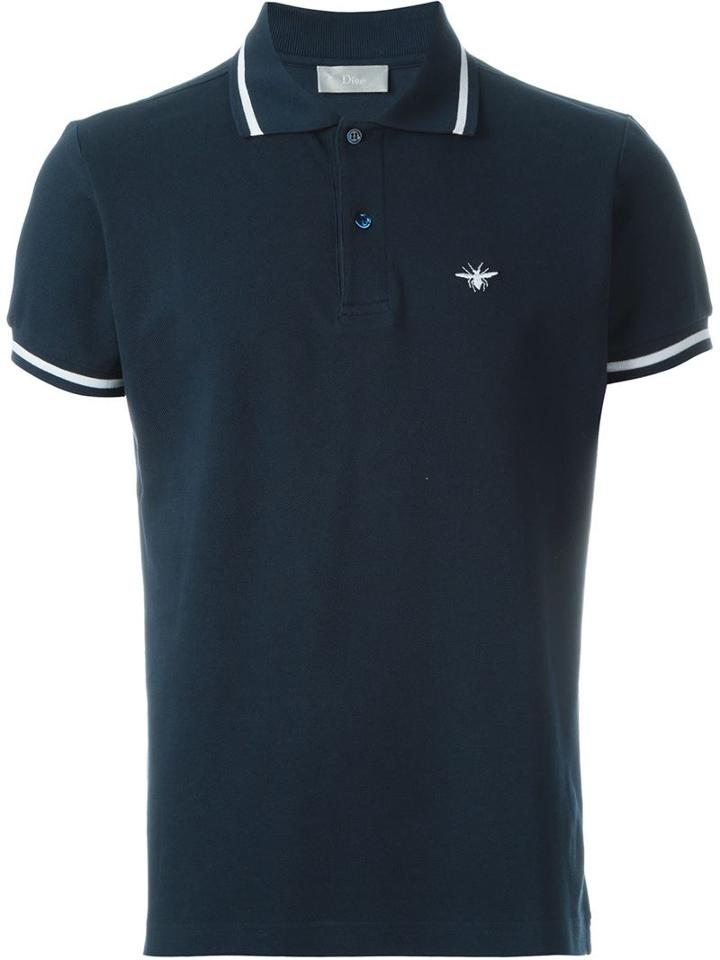 Dior Homme Stripe Detail Polo Shirt, Men's, Size: Large, Blue, Cotton