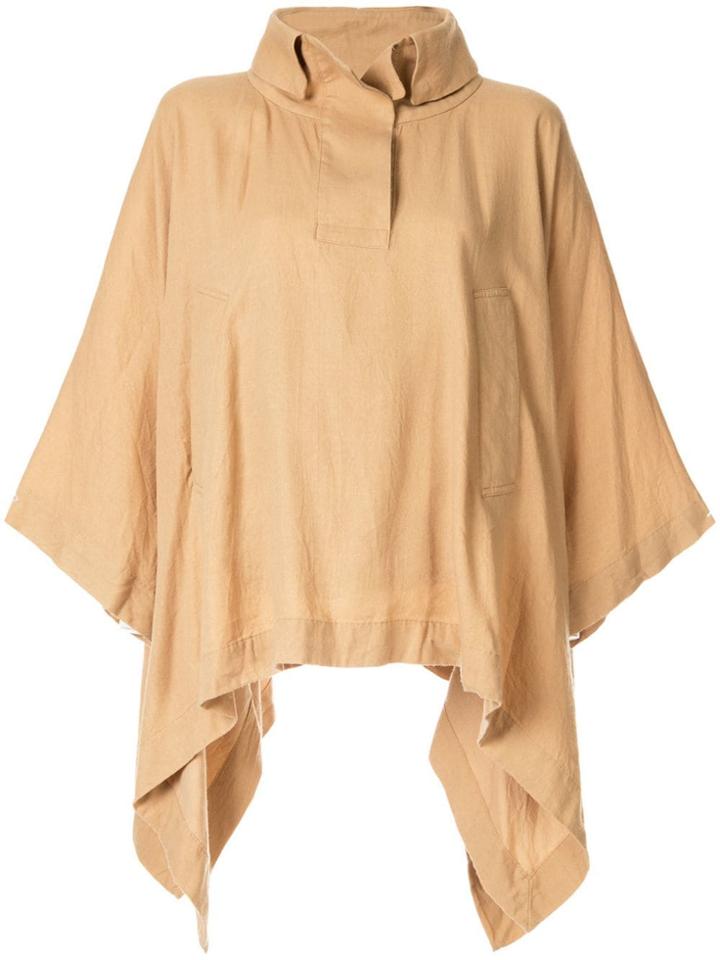Blueflag + Kiminori Morishita Draped Poncho Jacket - Orange