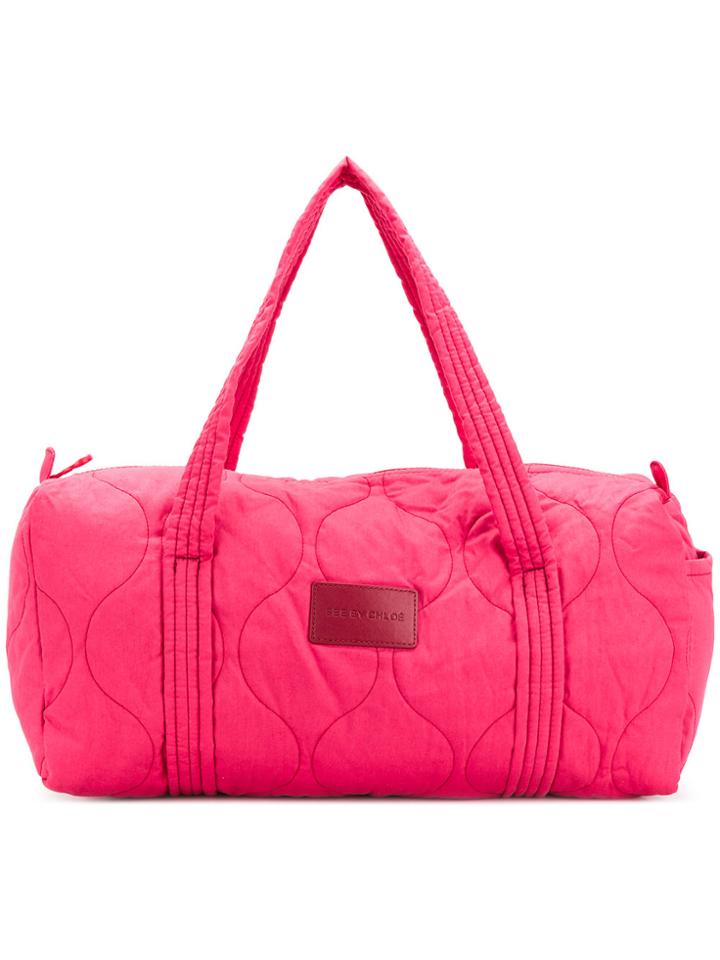 See By Chloé Quilted Duffle Tote - Pink & Purple