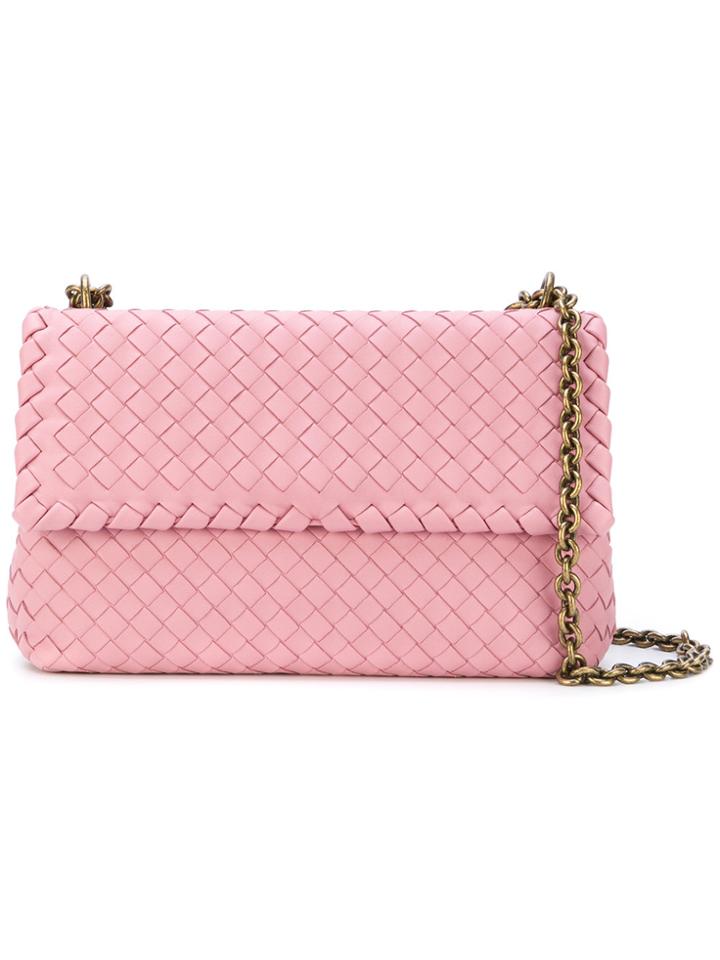 Bottega Veneta Woven Flap Shoulder Bag - Pink & Purple