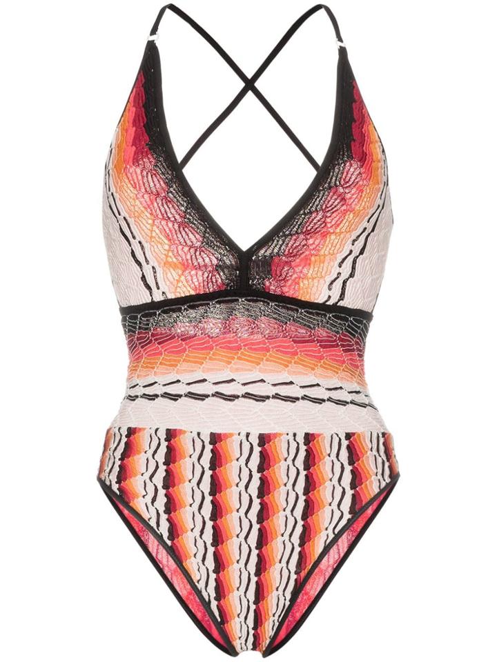 Missoni Mare Deep V-neck Knitted Swimsuit - Multicolour