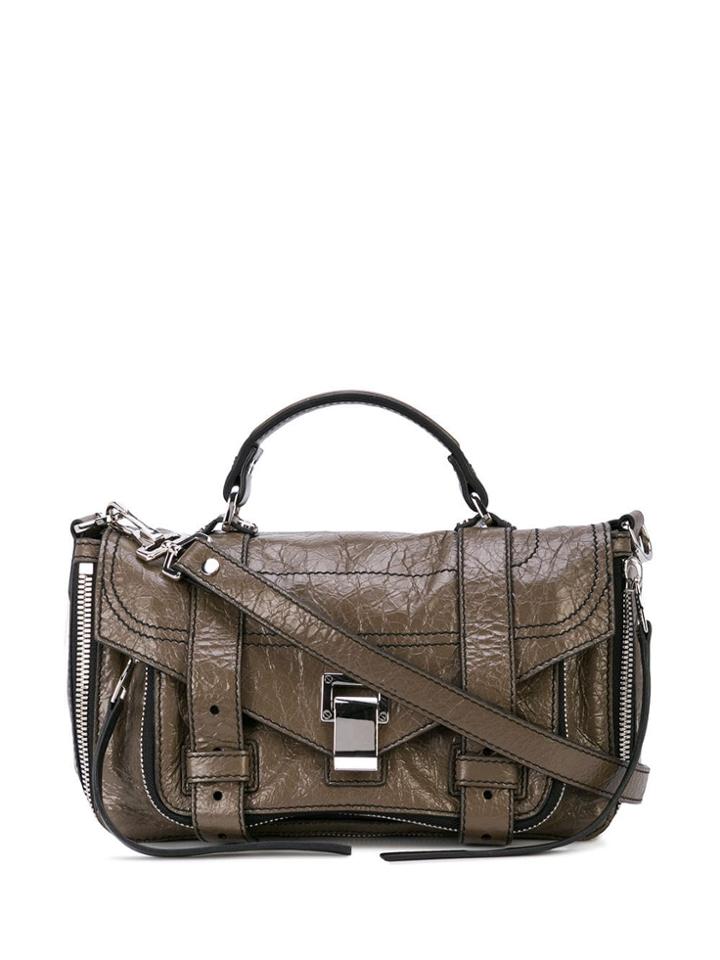 Proenza Schouler Ps1+ Tiny Zip-metallic Leather - Green