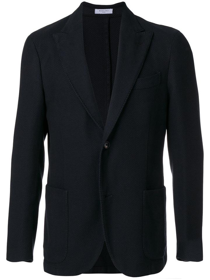 Boglioli - Single Breasted Waffle Jacket - Men - Cotton/cupro - 50, Blue, Cotton/cupro