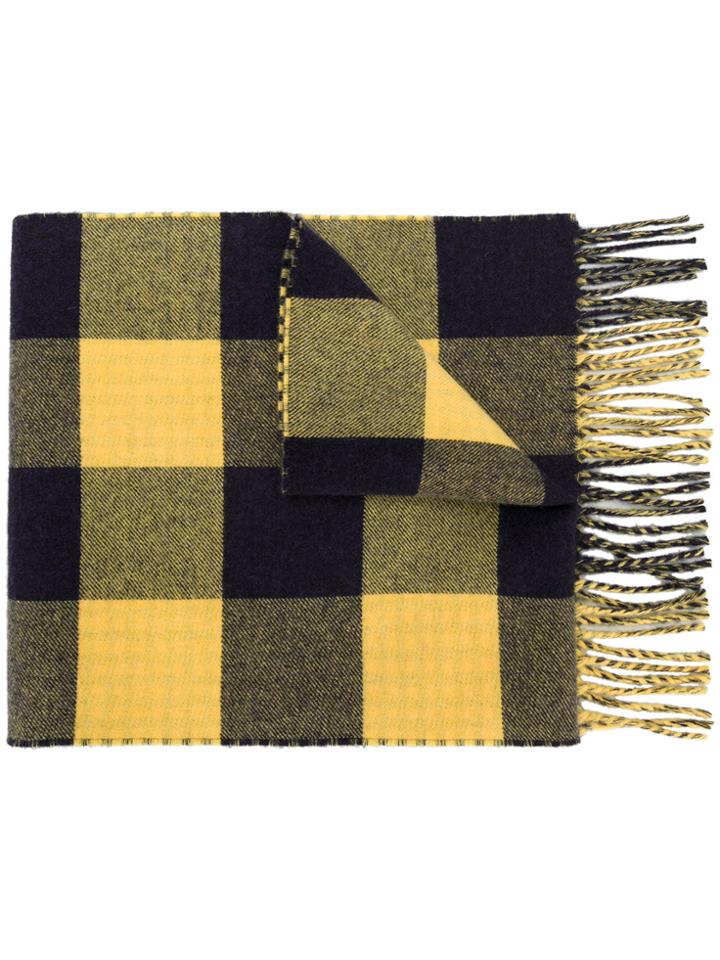 Gucci Wolf Design Check Scarf - Yellow & Orange