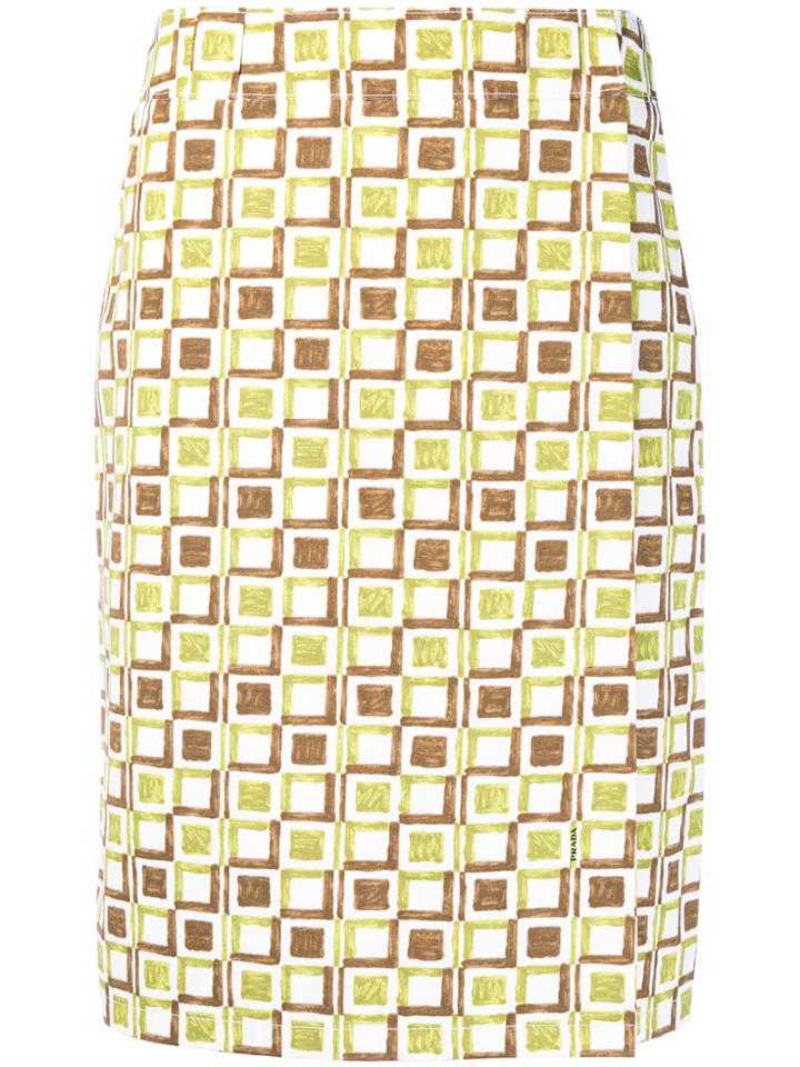 Prada Printed Pencil Skirt - Green