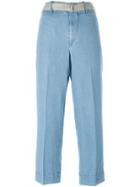 Incotex Belted Chambray Trousers - Blue